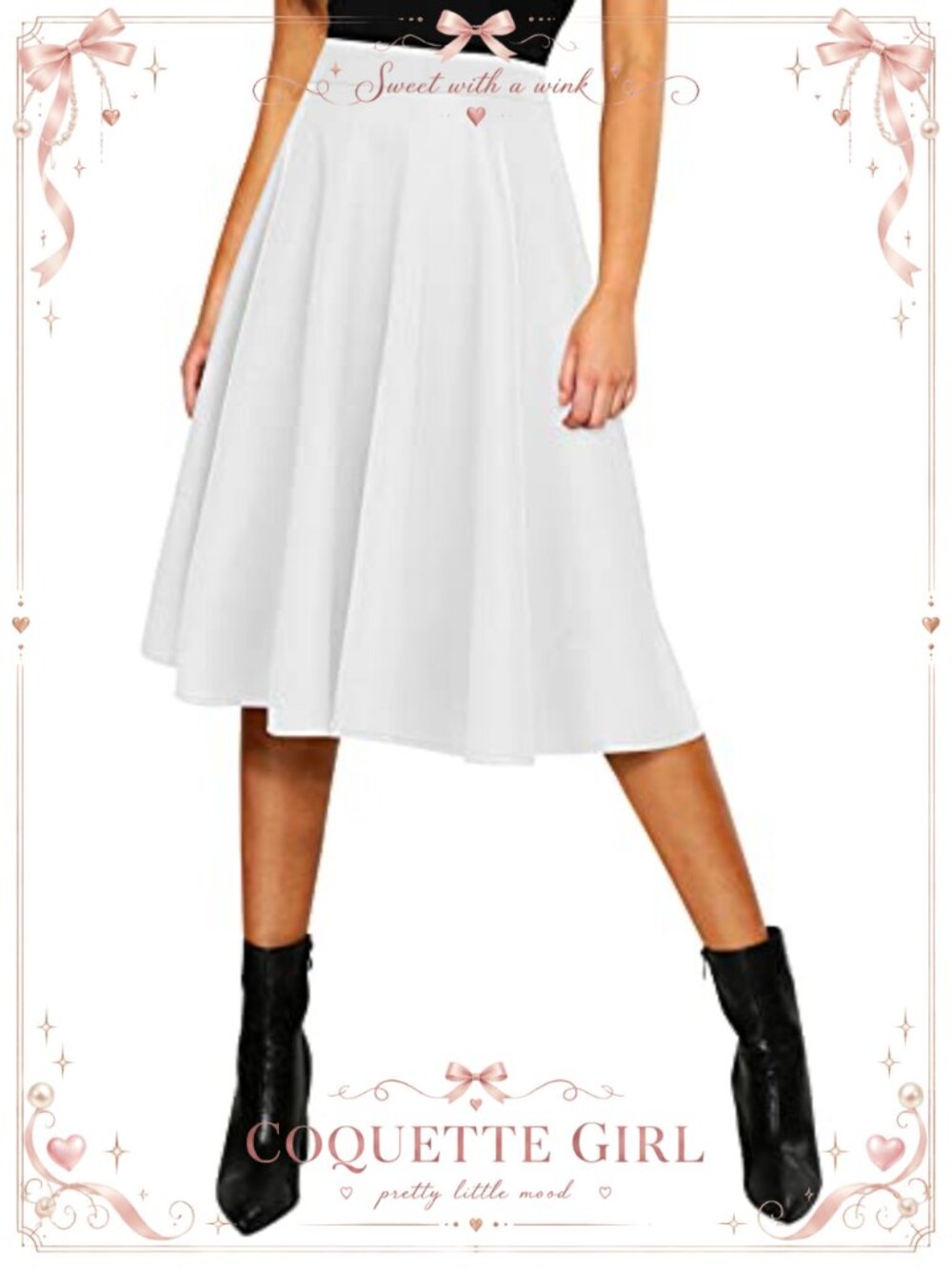 Women's Basic Elastic Waist A-line Flared Midi Skirt